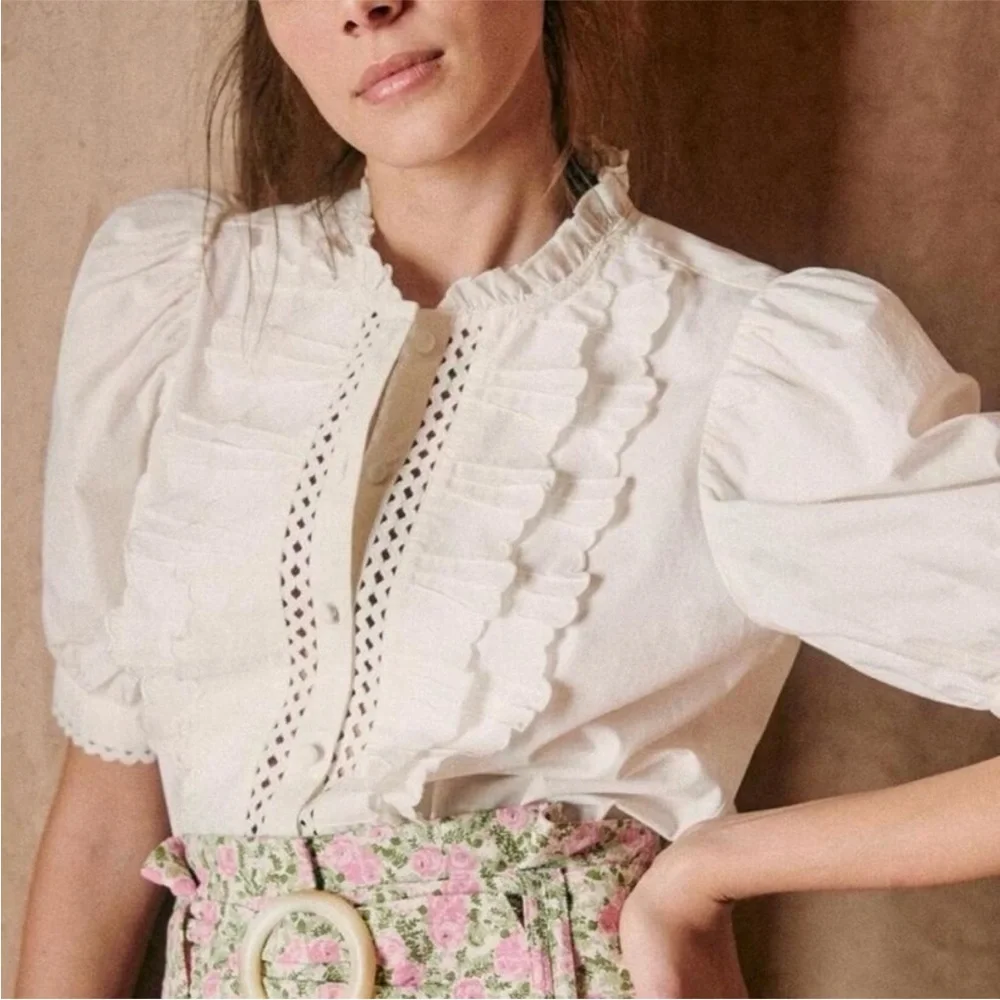 Sezane Waves Blouse in Ecru 36/4 - Picture 5 of 12